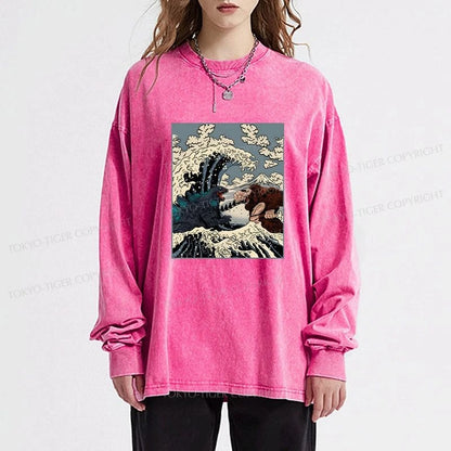 Tokyo-Tiger The Great Fight Washed Long Sleeve T-Shirt