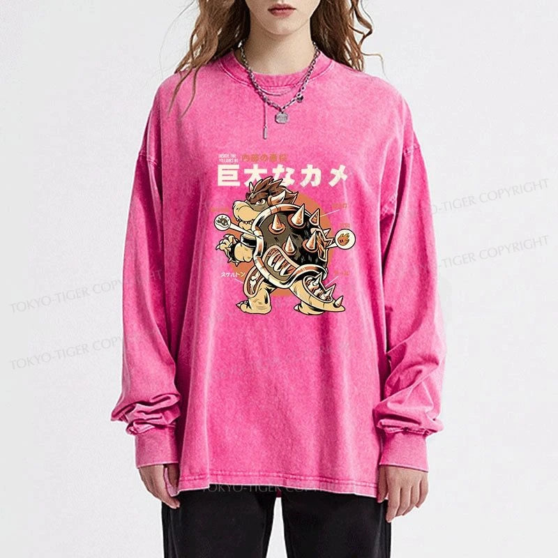 Tokyo-Tiger Vintage Kame Monster Washed Long Sleeve T-Shirt