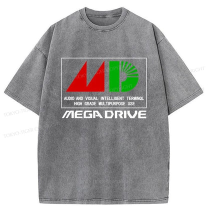 Tokyo-Tiger Mega Drive MDJP Logo Washed T-Shirt