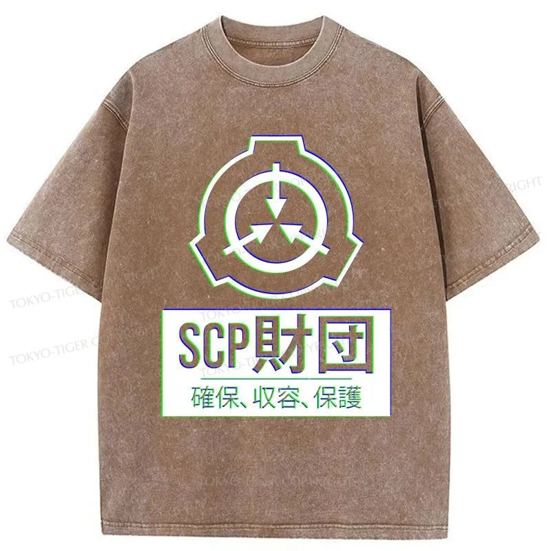 Tokyo-Tiger SCP Foundation Logo Washed T-Shirt