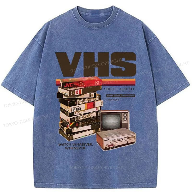 Tokyo-Tiger Vintage VHS Tapes Japanese Washed T-Shirt