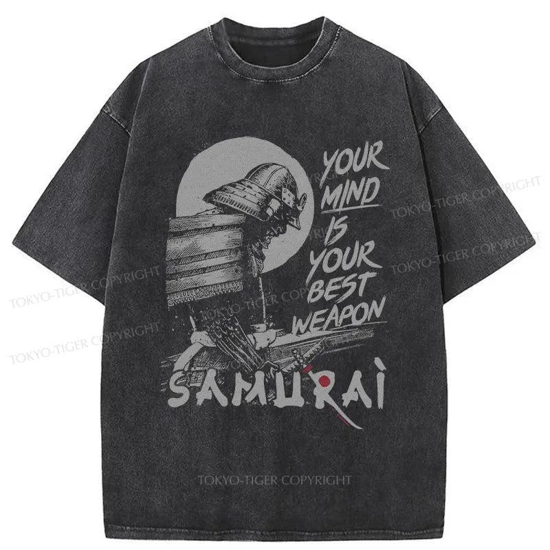 Tokyo-Tiger Brooding Japanese Samurai Washed T-Shirt