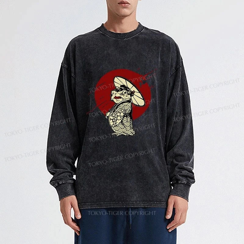 Tokyo-Tiger Frog Monster Washed Long Sleeve T-Shirt