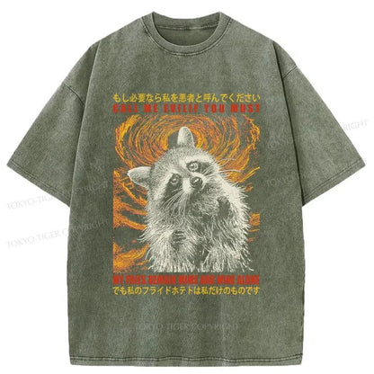 Tokyo-Tiger Greedy Raccoon Japanese Washed T-Shirt