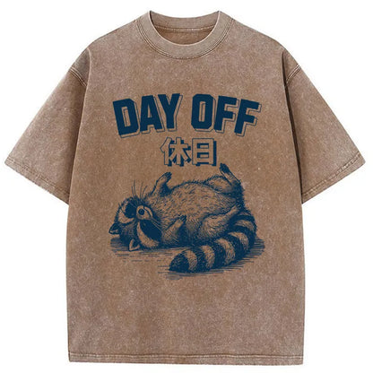 Tokyo-Tiger Tired Excausted Raccoon Washed T-Shirt