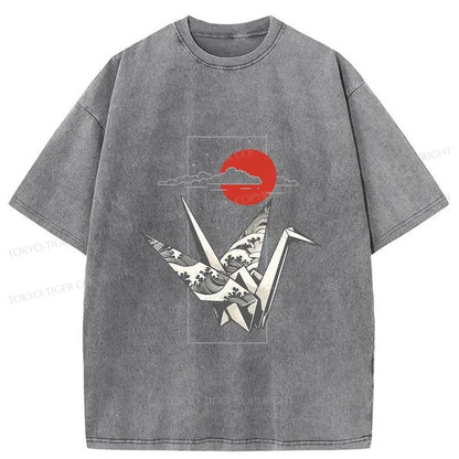 Tokyo-Tiger Origami Crane Washed T-Shirt