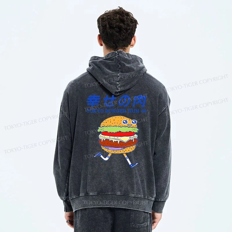 Tokyo-Tiger Tokyo Burger Run Japanese Washed Zip Hoodie