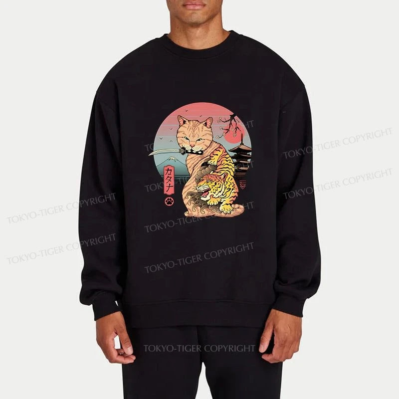 Tokyo-Tiger Katana Cat Tattoo Sweatshirt