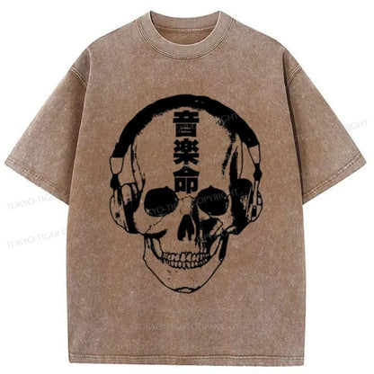 Tokyo-Tiger Music Is Life Japanese Washed T-Shirt