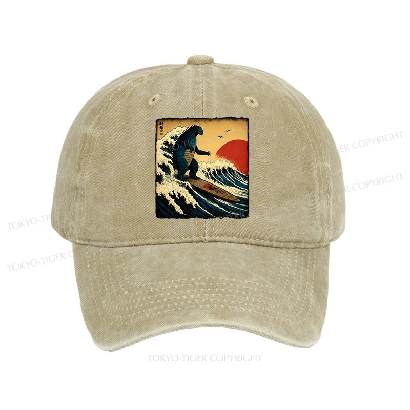 Tokyo-Tiger The Great Wave Godzilla Washed Cap