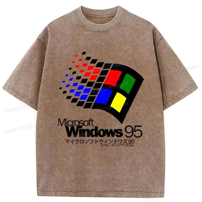 Tokyo-Tiger Windows 95 Logo Washed T-Shirt