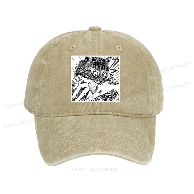 Tokyo-Tiger Creepy Cat Anime Horror Anteater Washed Cap