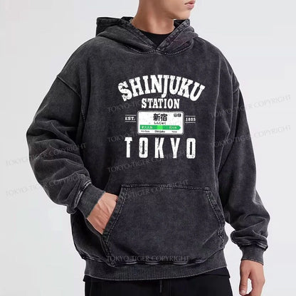 Tokyo-Tiger Shinjuku Station Yamanote Line Washed Hoodie