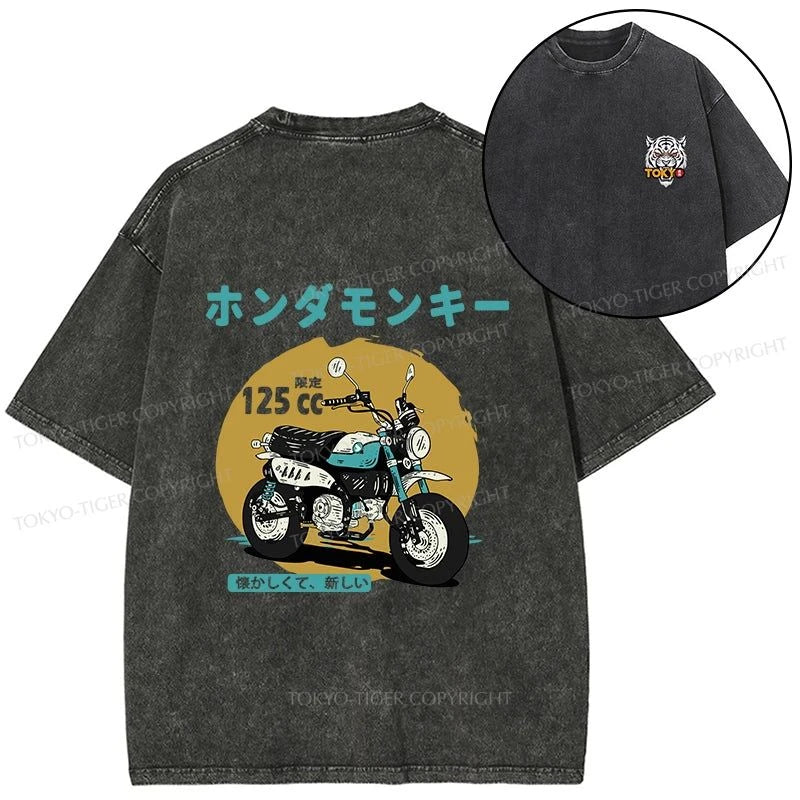 Tokyo-Tiger Honda Motorcycle Japanese Front Back Washed T-Shirt