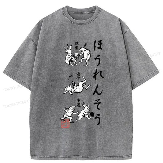 Tokyo-Tiger Funny Japanese Washed T-Shirt