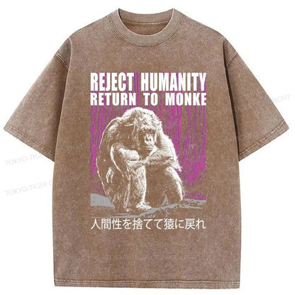 Tokyo-Tiger Reject Humanity Return To Monkey Washed T-Shirt