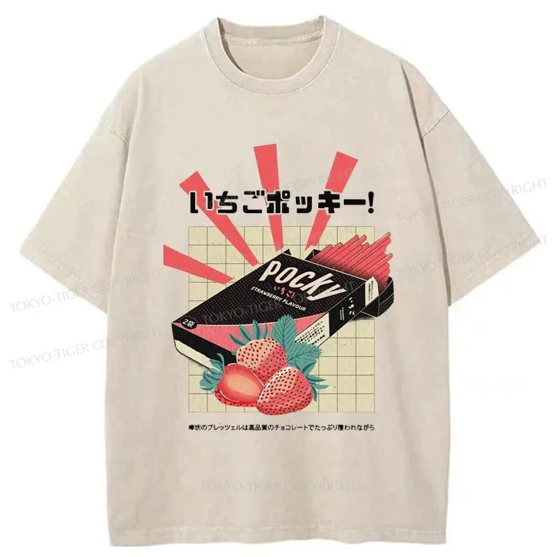 Tokyo-Tiger Strawberry Pocky Japanese Washed T-Shirt