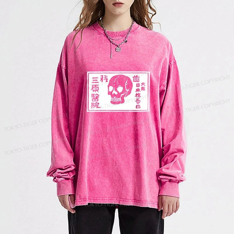 Tokyo-Tiger A Warning Of Death Washed Long Sleeve T-Shirt