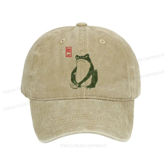 Tokyo-Tiger Woodblock Print Frog Washed Cap