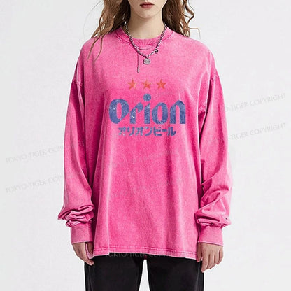 Tokyo-Tiger Orion Breweries Washed Long Sleeve T-Shirt