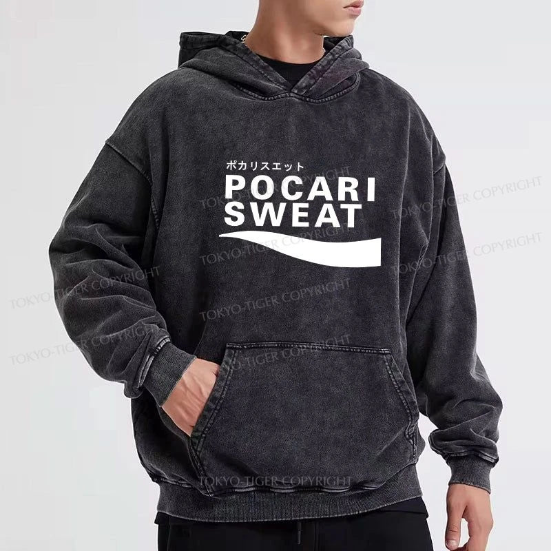 Tokyo-Tiger Japanese Pocari Sweat Logo Washed Hoodie