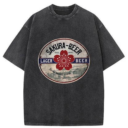 Tokyo-Tiger Vintage Sakura Beer Label Washed T-Shirt