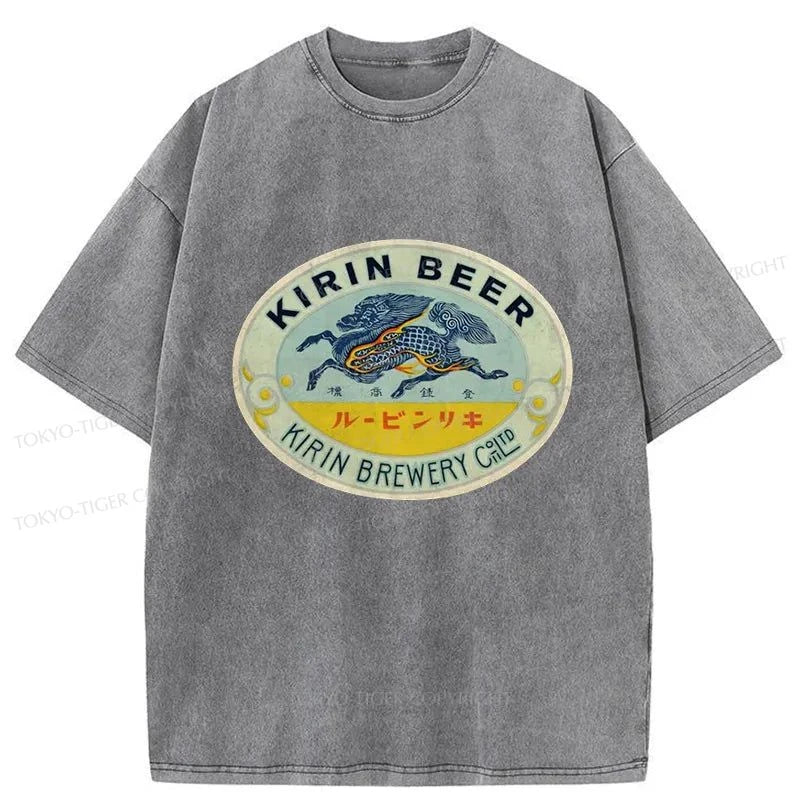 Tokyo-Tiger Kirin Beer Logo Washed T-Shirt