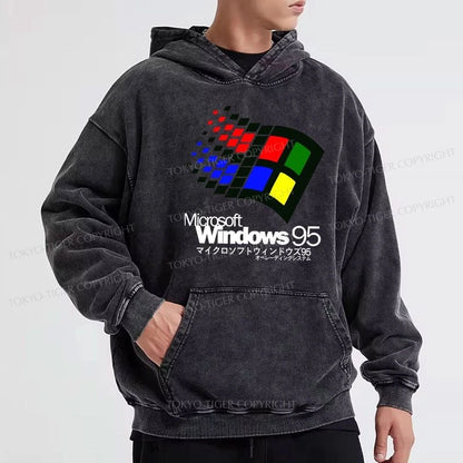 Tokyo-Tiger Windows 95 Logo Washed Hoodie