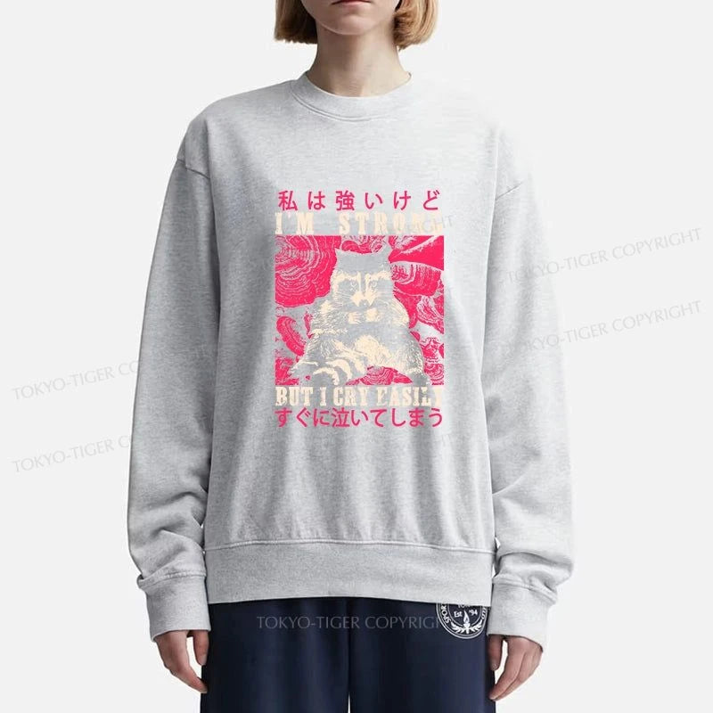 Tokyo-Tiger I Am Strong Raccoon Sweatshirt