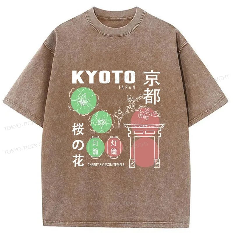 Tokyo-Tiger Kyoto Sakura Japanese Washed T-Shirt