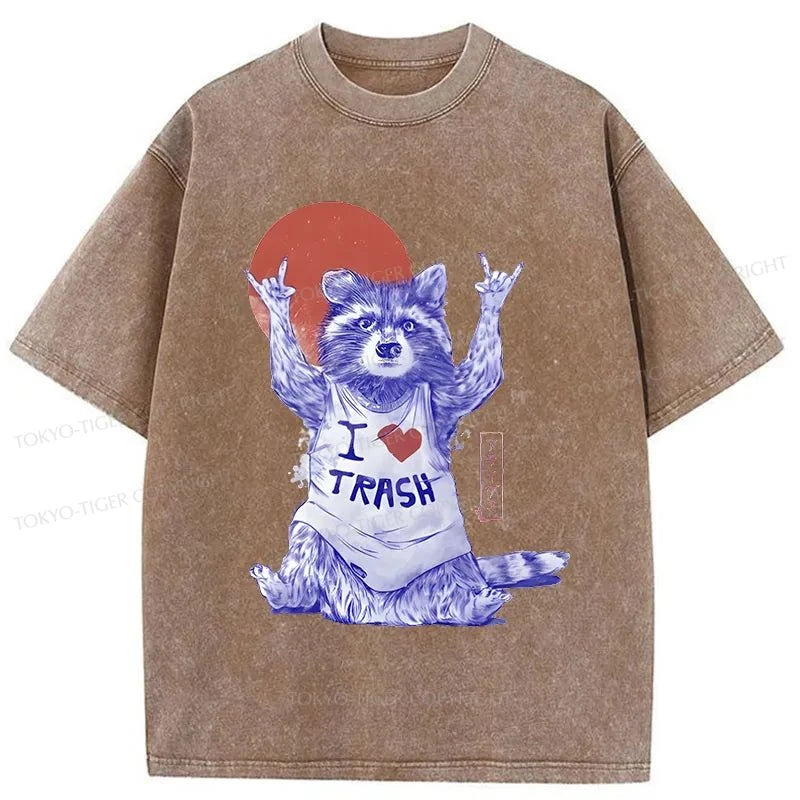 Tokyo-Tiger I love Trash Washed T-Shirt