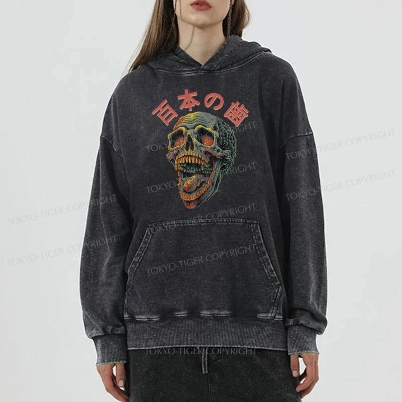 Tokyo-Tiger Terrifying And Disgusting Skull Washed Hoodie