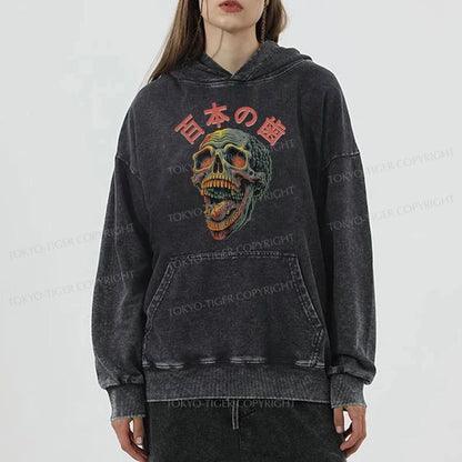 Tokyo-Tiger Terrifying And Disgusting Skull Washed Hoodie