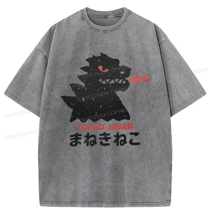 Tokyo-Tiger Japanese Fortune Cat Washed T-Shirt