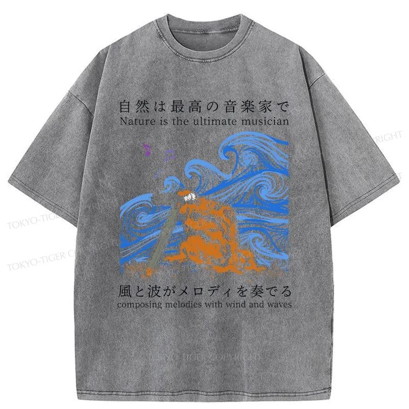 Tokyo-Tiger Frog Musician Washed T-Shirt