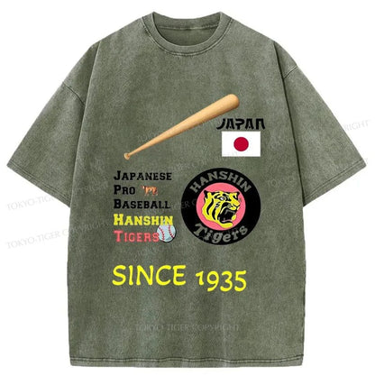 Tokyo-Tiger Japanese Professional Baseball Team Washed T-Shirt