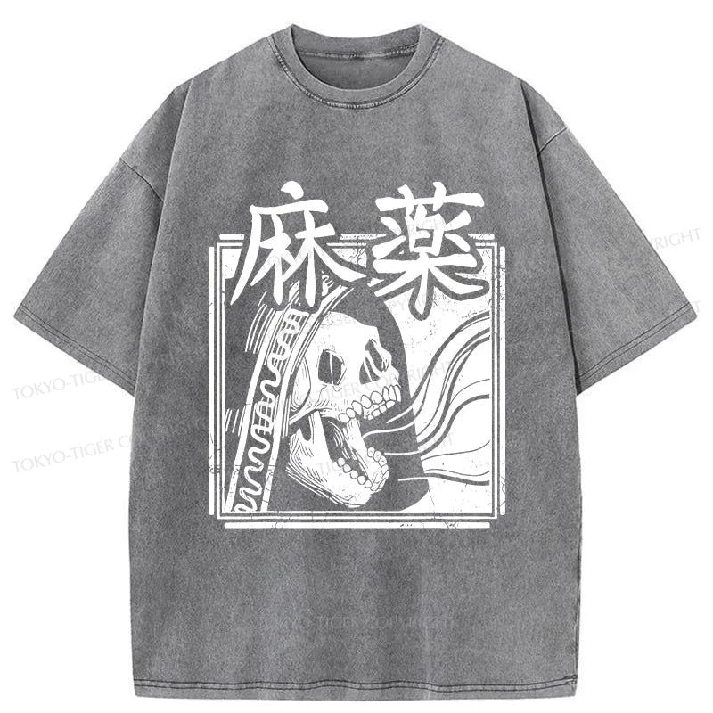 Tokyo-Tiger Horror Skull Japan Washed T-Shirt