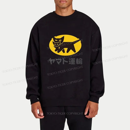 Tokyo-Tiger Black Cat Transport Pattern Japanese Sweatshirt