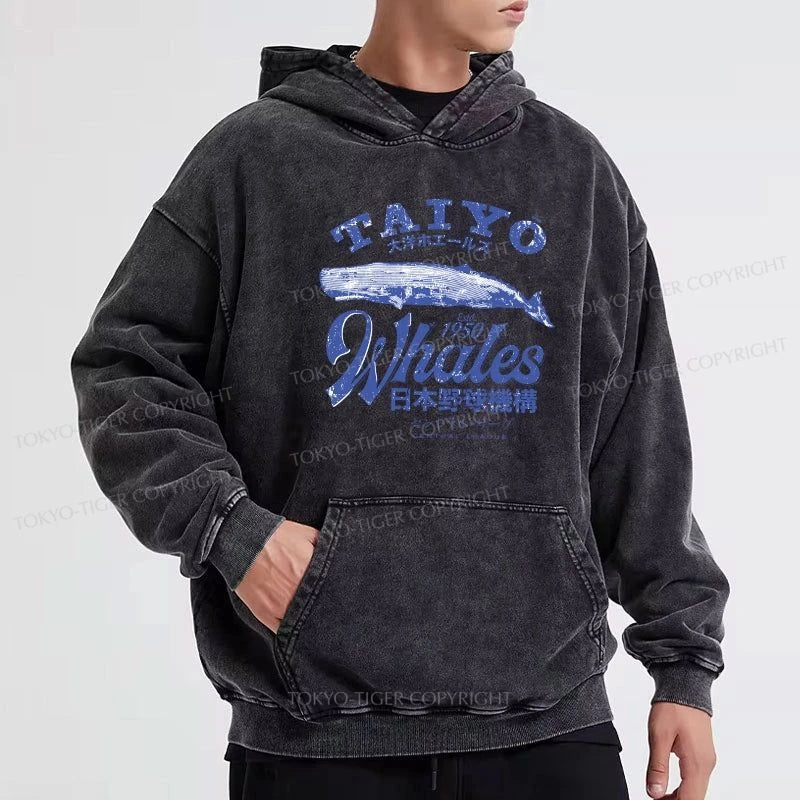 Tokyo-Tiger Japan Taiyo Whales Washed Hoodie