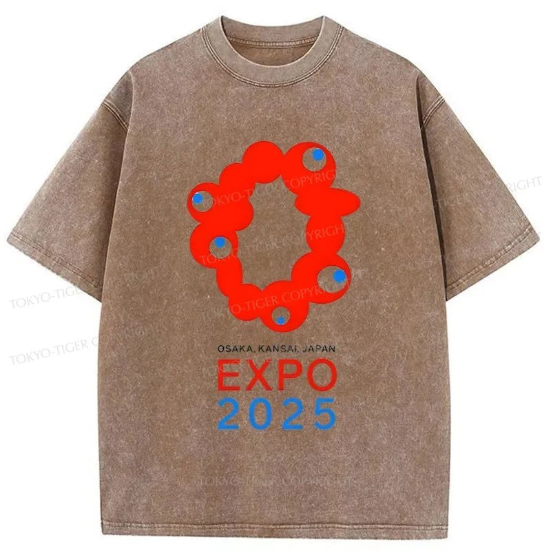 Tokyo-Tiger Logo Of EXPO 2025 Washed T-Shirt