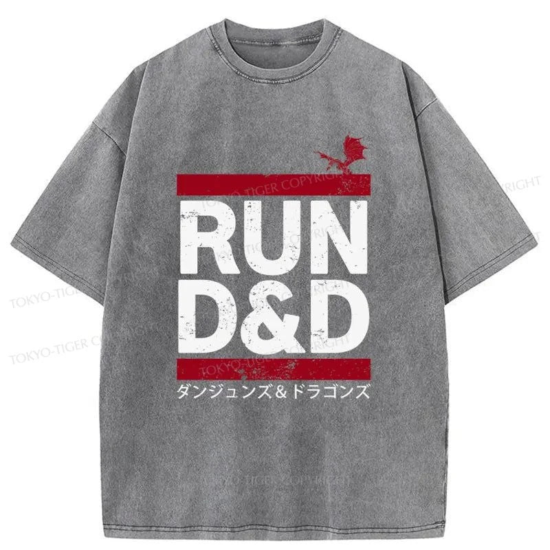 Tokyo-Tiger Run D&D Game Japanese Washed T-Shirt