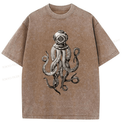 Tokyo-Tiger Terror Octopus Japanese Washed T-Shirt