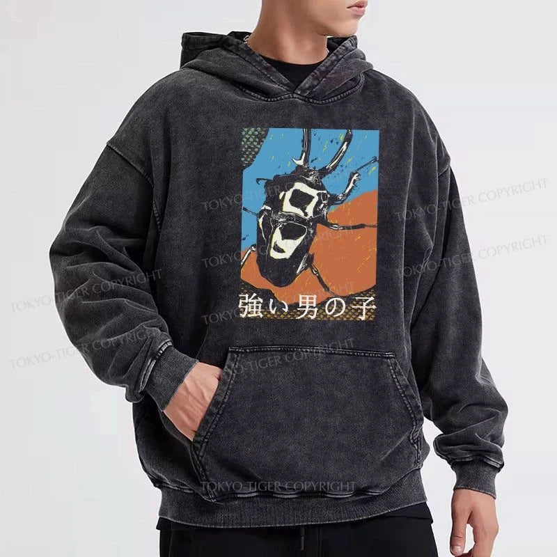 Tokyo-Tiger Strong Beetle Japanese Washed Hoodie