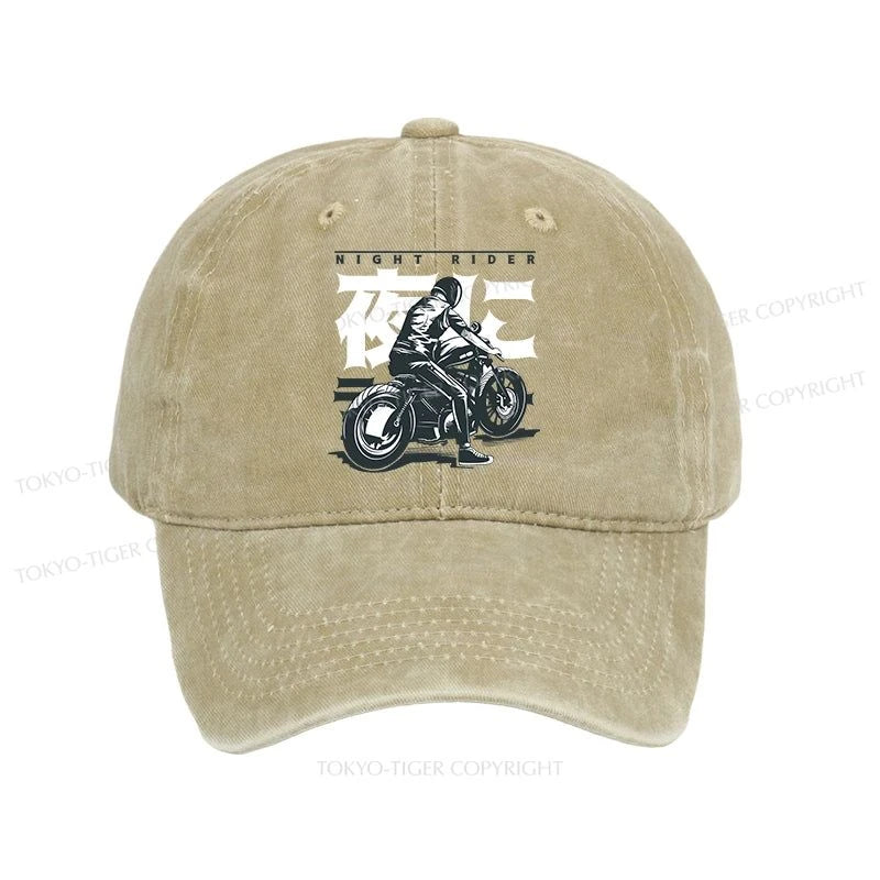 Tokyo-Tiger Motorcyclist Japanese Night Rider Washed Cap