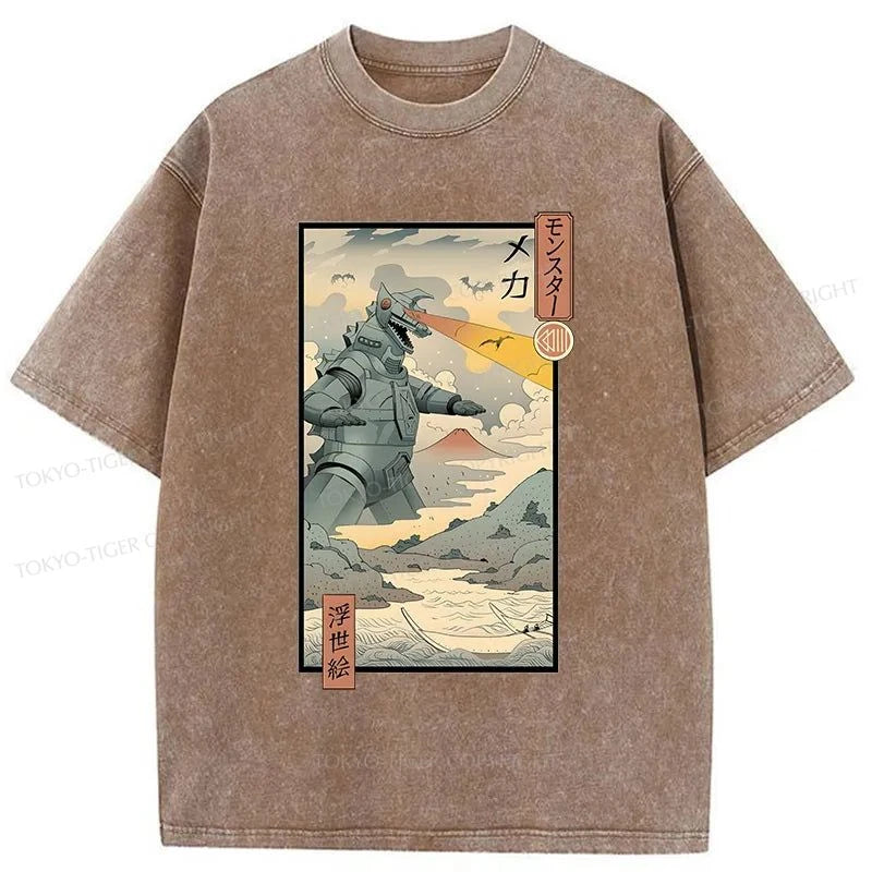 Tokyo-Tiger Ukiyo-e Robot Monster Washed T-Shirt