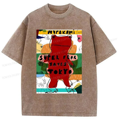 Tokyo-Tiger Super Frog Saves Tokyo Washed T-Shirt