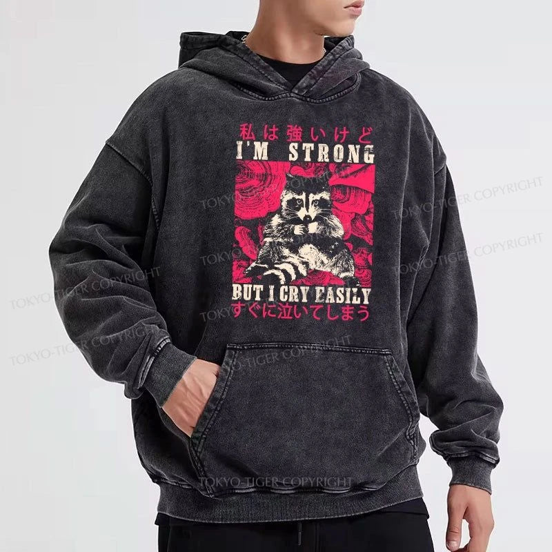 Tokyo-Tiger I Am Strong Raccoon Washed Hoodie