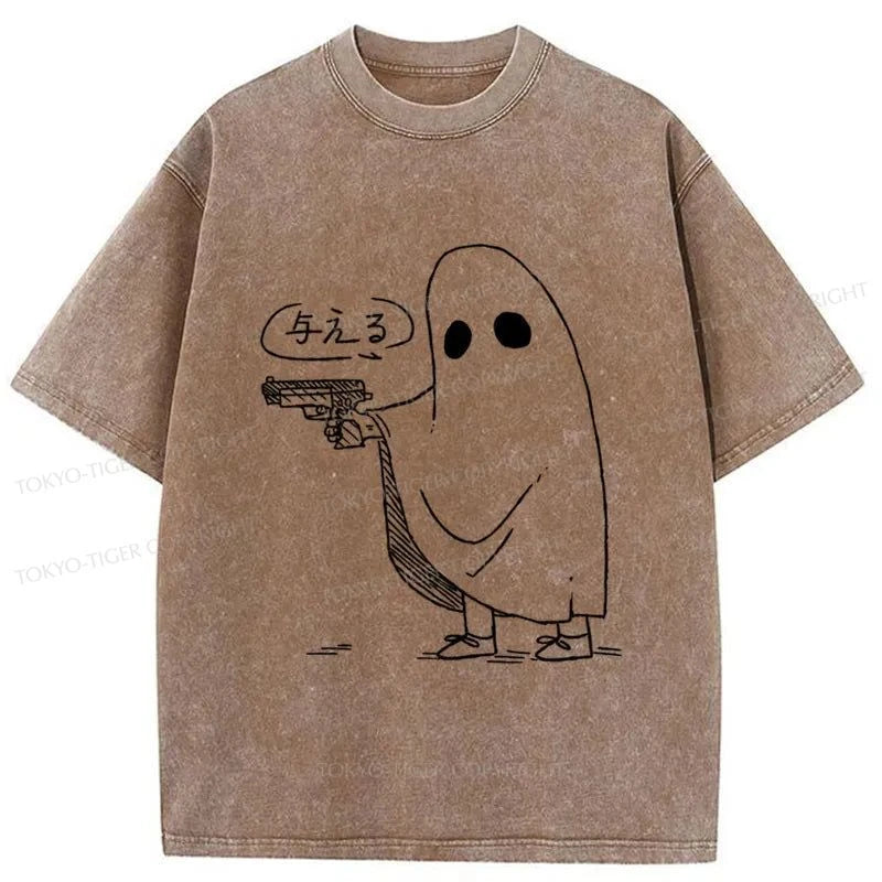 Tokyo-Tiger Ghost With Gun Japan Washed T-Shirt