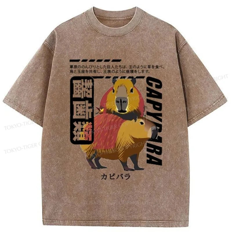 Tokyo-Tiger Japanese Capybara Washed T-Shirt