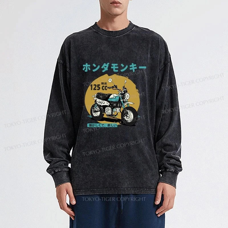 Tokyo-Tiger Honda Motorcycle Japanese Washed Long Sleeve T-Shirt